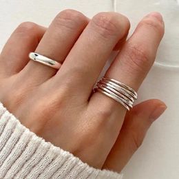 Cluster Rings Multi Layered Hollow Out Lines Silver Gold Color For Women Girls Couple Wedding Engagement Trendy Ring Fashion Jewelry