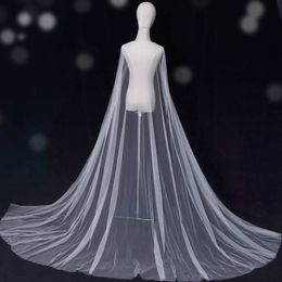 Wedding Hair Jewelry Womens Cape VG16 Long Wedding Cape Veil Bridal Cloak Evening Jacket for Women Simple Bolero Bridal Soft Tulle Shawl Wedding Accessories