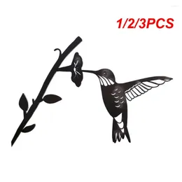 Garden Decorations 1/2/3PCS Hummingbird Metal Bird Decoration Black Wrought Iron On Branch Animals Silhouette