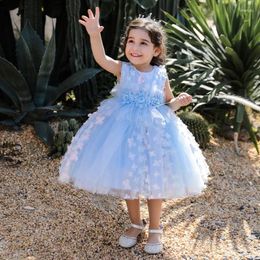 Girl Dresses Girls Dress Sequin Flower Wedding Fluffy Tulle Skirt Modeling Catwalk Piano Performance Clothes