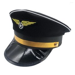 Hair Clips Clothing Children's Captain Hat Miss Black Pilot Hats For Kids Polyester Halloween