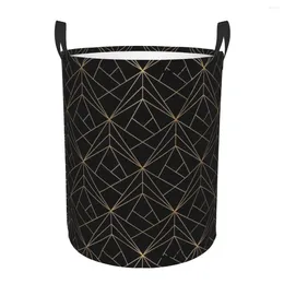 Laundry Bags Black And Gold Geometric Foldable Baskets Dirty Clothes Toys Sundries Storage Basket Home Organizer Large Waterproof Box