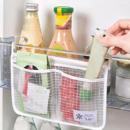 Storage Boxes Refrigerator Mesh Bag Hanging Household Classification Double Compartment