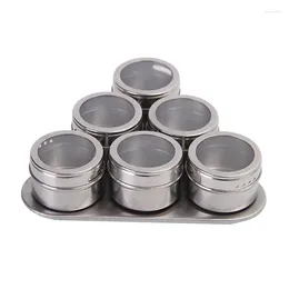 Storage Bottles 6-12 Piece Set Magnetic Dustproof Visual Stainless Steel Seasoning Jar Outdoor Barbecue 6-9 Kinds Of OK 1111