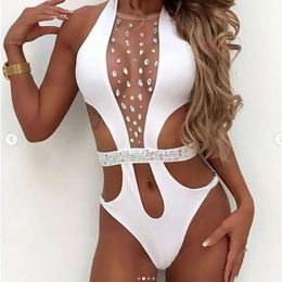 Summer Deep v Crystal Swimwear Sexy Rhinestone Swim Suit Women Diamond Swimsuits Female Bodysuit Monokini ggitys 1T4F