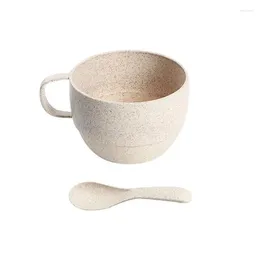 Mugs Eco-friendly Wheats Straw Cup Lightweight Fall Resistant Drinkware Simple Household Coffee Mug With Handle Spoon Milk Tea
