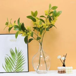 Decorative Flowers Realistic Faux Plant Artificial Osmanthus Fragrans Branch Non-withering For Home Office Decor Small Yellow