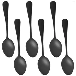 Baking Moulds Black Teaspoons Mini Stainless Steel Cake Spoons Scoop For Ice Cream Small Dessert Set Of 6 (black
