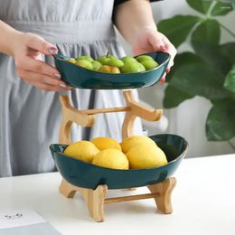 Plates Three/Two Layer Table Dinnerware Kitchen Plastic Fruit Plate Snack Dish Candy Cake Trays With Shelf Dried Basket