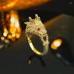 Cluster Rings Versatile Mediaeval Style Dragon Head 925 Silver Zodiac Ring Inlaid With High Carbon Diamond Temperament Retro And Domineering