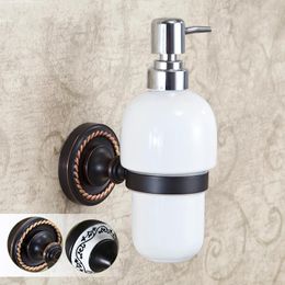 Liquid Soap Dispenser Antique Brushed Ceramic Bottle European Brass Black Of Hand Wall Mount Bathroom Accessories B8
