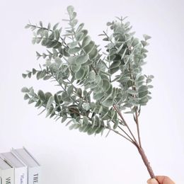 Decorative Flowers Artificial Leaves Branches Vintage Green Silk Eucalyptus Home Decor Wedding Plants Fabric Room