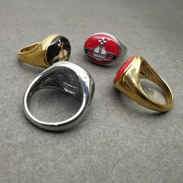 Designer Light Luxury Westwoods Same Saturn Enamel Ring Copper Vacuum Plated 18k Gold Platinum High Colour Protection Nail