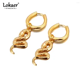 Hoop Earrings Stainless Steel Statement Snake For Women 18K Gold Plated Hypoallergenic Waterproof Chunky Party Jewellery E23222
