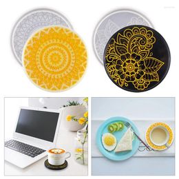 Baking Moulds Round Flower Pattern Mold DIY Crystal Drop Glue Handmade Epoxy Resin Home Tableware Decor Craft