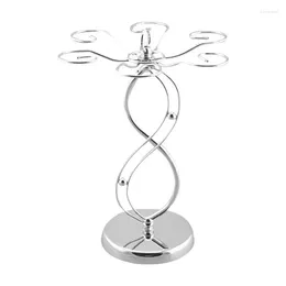 Kitchen Storage Countertop Wine Glass Holder Metal Rack With 6 Hooks Drying Elegant Display For