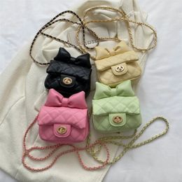 Kids Mini Designer Luxury Shoulder Bag Toddler Princess Baby Girls Pink Bow Handbag Little Girl Cute Crossbody Purse 240428