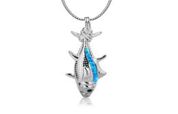 Pendant Necklaces Blue Fire Opal Tuna Fish Necklace Pendants Fashion Jewelry For Women Drop5749880