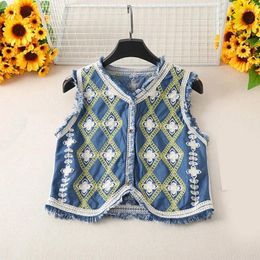 Women's Tanks Womens Florals Crochets Vests Lightweight Open Front Sleeveless Cardigans Bohemian Waistcoat Summer Crop Top Shirt