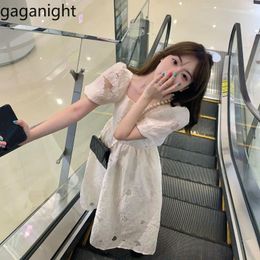 Party Dresses Gaganight Women French Gentle Style Backless Puff Sleeve Dress Women's Summer 2024 Unique Sweet Fairy Long Female