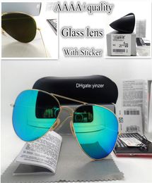 2019 Pilot Sunglasses Men Women Glass Lens Vintage 58MM 62MM Mirror Shade Unisex Eyewear Cool Goggle Sun Glasses With Box Case3194777