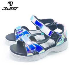 Sandaler Flamingo Brand Cut Summer Hook and Loop Casual Sandals med läderfoder av hög kvalitet utomhus plattsko storlek 33-38#201S-HL-1737/1738L240510