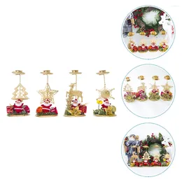 Candle Holders 4Pcs Christmas Themed Candleholder Lovely Display Rack Mixed Type