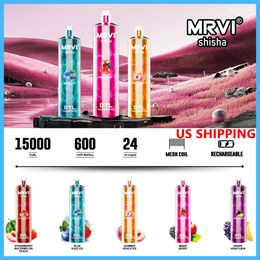 Authentic MRVI Puff 15000 15K Disposable DTL E Zigarette 24ml Prefilled Pod 600mAh Battery Crystal Hookah Pen Device US Shipping