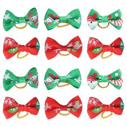 Dog Apparel 50pcs Puppy Cat Mix Christmas Hair Bows With Rubber Bands Xmas Grooming Accessories ( Mixed Style ) Halloween