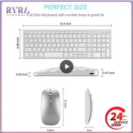 Table Lamps Rechargeable Wireless Keyboard And Mouse Russian Hebrew Ultra-thin Mute With Side Keys For Computers Laptops PCs