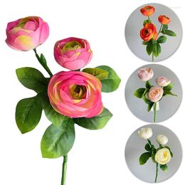 Decorative Flowers 3 Heads Simulation Roses Artificial Silk Fake Flower Rose Bouquet For Home DIY Christmas Wedding Decoration