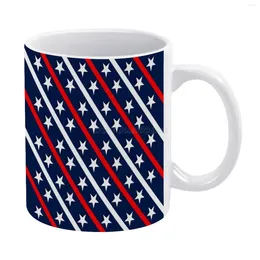 Mugs Day White Mug Ceramic Tea Cup Birthday Gift Milk Cups And 4th Of July Fourth America American Fla