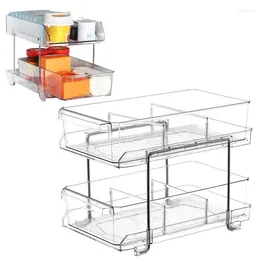 Storage Bags Sliding Cabinet Basket Pull Out Organizer Shelf With Drawers 2 Tiers Clear Slide & Countertop Pantry Organization