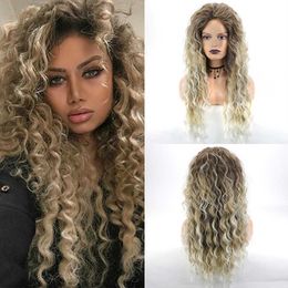 Wigs Fashion Womens Long Curled Hair Fluffy Water Ripple Curled Hair Chemical Fibre Wig Head Cover