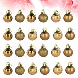 Decorative Figurines Golden Christmas Ornament Glitter Xmas Tree Bauble Globe Hanging Pendant 4cm 24pcs For Holiday Fireplace Wreath
