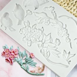Baking Moulds Sparrow Flower Chocolate Mould Cupcake Toppers Desserts Fondant Chinese Cake Decorating Dropship
