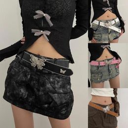 Belts 50JB Subculture Butterfly Buckle Belt For Women Fashion Pin Wide Waistband Jeans Accessories