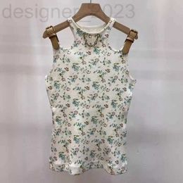 Camisoles & Tanks Designer Knitted floral vest for women's 2024 summer leather buckle slim fit and slimming camisole off the shoulder hanging neck sleeveless top