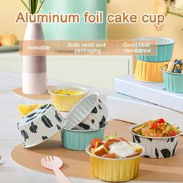 Baking Tools 20Pcs Tinfoil Box With Lid Reusable Disposable Round Food Grade Non-Stick Oven Safe Cupcake Container Aluminum Foil Bowl