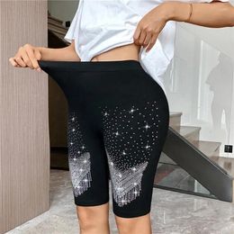 Women's Shorts Slim Fitting Short Pants With A Tight Fit Lifting Buttocks Diamond Leggings Bicycle Bodycon Street Clothing