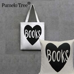 Pillow Canvas Bag Tote Storage Bags Convenience Shoulder Handbags I Love Books Pillowcase Reading Linen Cover Printed 1PCS/Lot