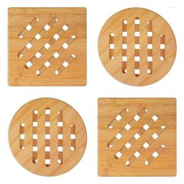 Table Mats Bamboo Pot Coasters Heat-Resistant Place Square And Round Made Of Wood For Pots Plates