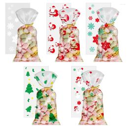 Gift Wrap Christmas Bags Chocolate Popcorn Candy Cookie Cake Packaging Transparent Cellophane Clear Bag Party Supplies Xmas Holiday