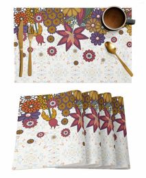 Table Mats Boho Retro Floral Placemat Wedding Party Dining Decor Linen Mat Kitchen Accessories Napkin