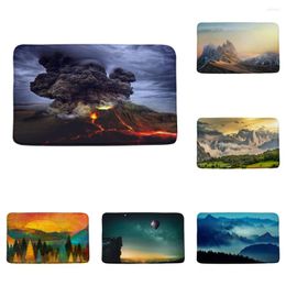 Bath Mats Volcano Eruption Flame Landscape Mat Natural Scenery Mountain Forest Bathroom Decor Rug Non Slip Carpet Toilet Doormat Home