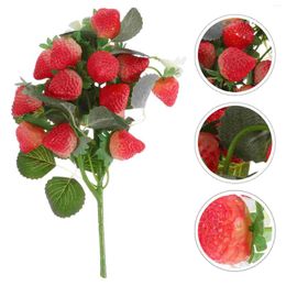 Decorative Flowers Simulation Strawberry Bouquet Artificial Tree Branches Faux Strawberries Fruit Branch Fake Plastic Bride