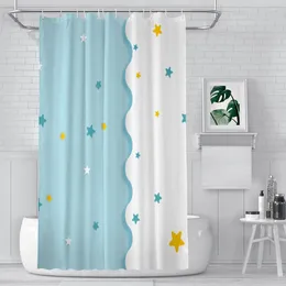 Shower Curtains Sky Blue Ice Cream Star Bathroom Pattern Texture Painting Waterproof Partition Curtain Home Decor Accessories