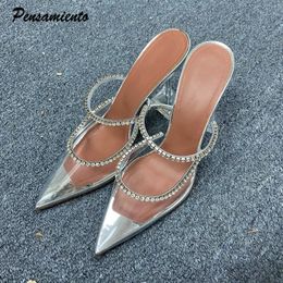 Star style Crystal clear Heeled Women Pumps Fashion Transparent PVC Female Mules High heels Summer Slingback Party Dress Shoes 240511