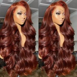 30 32 Inch Brazilian Reddish Brown 13x4 13x6 HD Lace Front Wigs Human Hair Body Wave 250% Glueless Lace Frontal Wig For Women