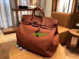 Bk Leather Handbag Trusted Luxury Limited Edition Custom Bag 50 Travel Bag for Men and Women Unisex Luggage Bag Cowhide Top Layer Large Capacit have logo HBKGRK